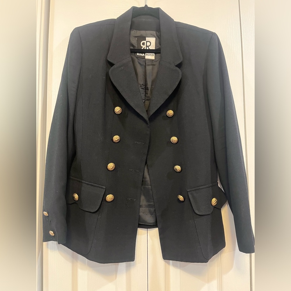 Rina Rossi Elegant Black Blazer with Gold Buttons